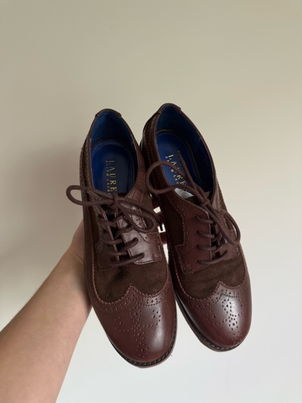 Lauren Ralph Lauren Brown Wingtip Derby Oxfords